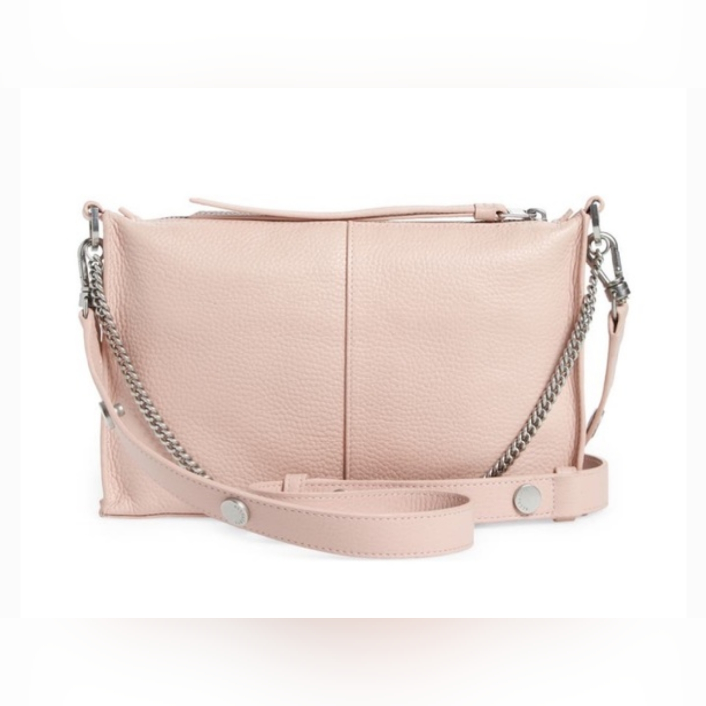 Allsaints Pink Leather Convertible Crossbody Shoulder Bag W Chain Strap